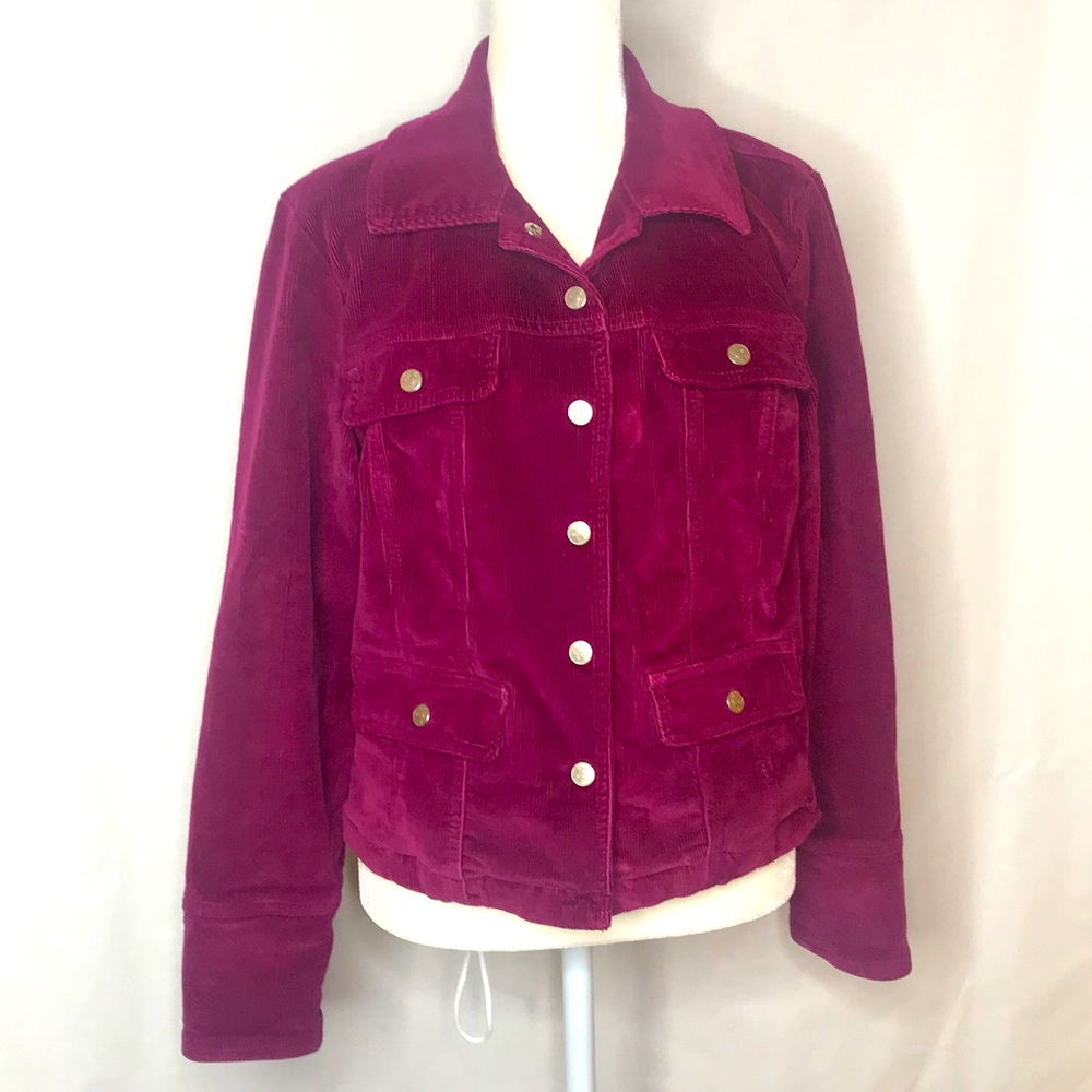 Live A Little Corduroy Magenta Jacket